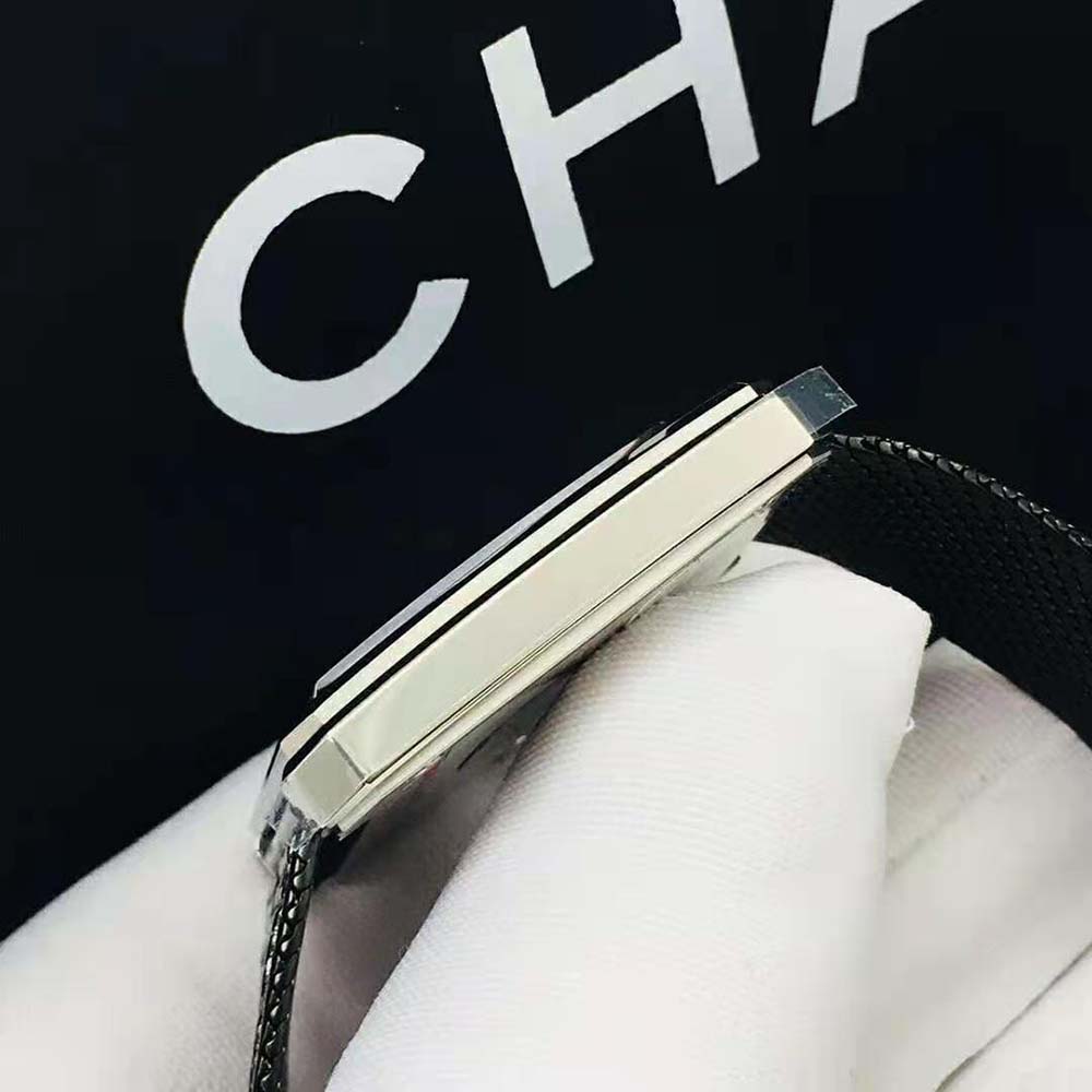 Chanel Women Boy·Friend Tweed Watch Quartz Movement in Steel and Diamonds-Black (9)