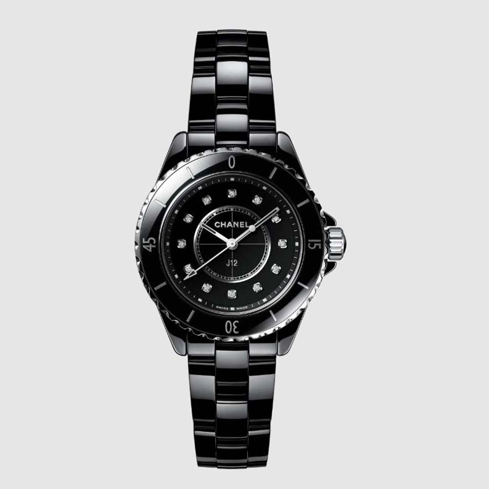 Chanel Women J12 Watch 33 mm Quartz Movement in Steel and Black Ceramic (1)