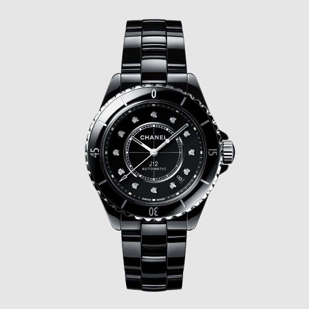 Chanel Women J12 Watch Caliber 12.1 Self-Winding 38 mm in Steel and Black Ceramic (1)