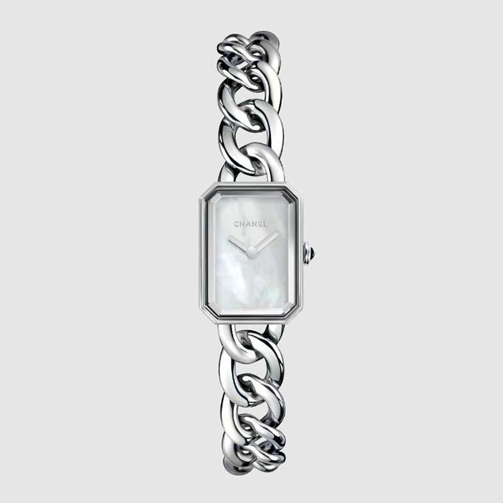 Chanel Women Première Gourmette Chain Watch Quartz Movement in Steel-White