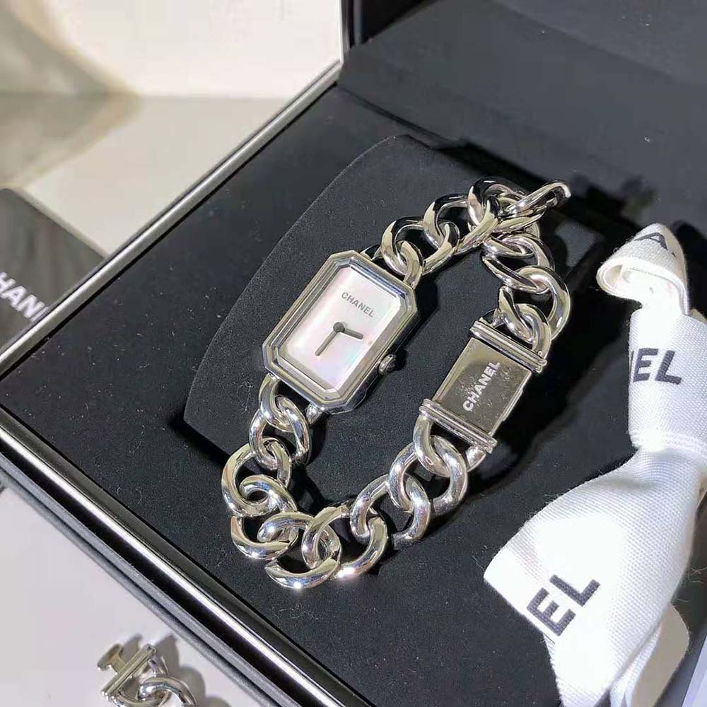 Chanel Women Première Gourmette Chain Watch Quartz Movement in Steel-White (2)