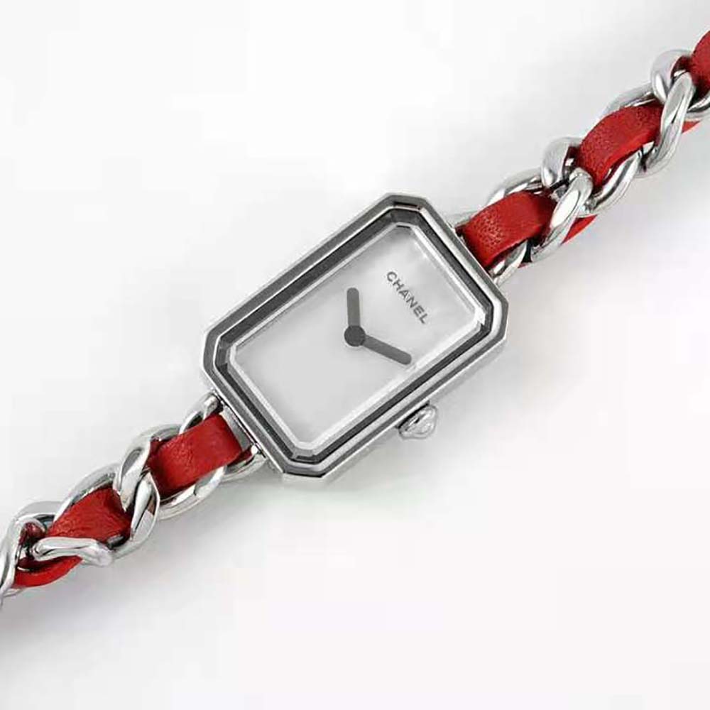 Chanel Women Première Iconic Chain Watch Quartz Movement in Steel and Red Leather-White (3)