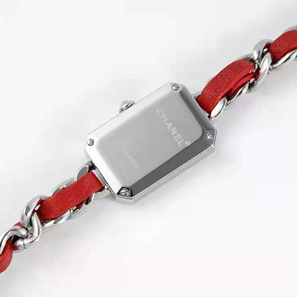 Chanel Women Première Iconic Chain Watch Quartz Movement in Steel and Red Leather-White (9)