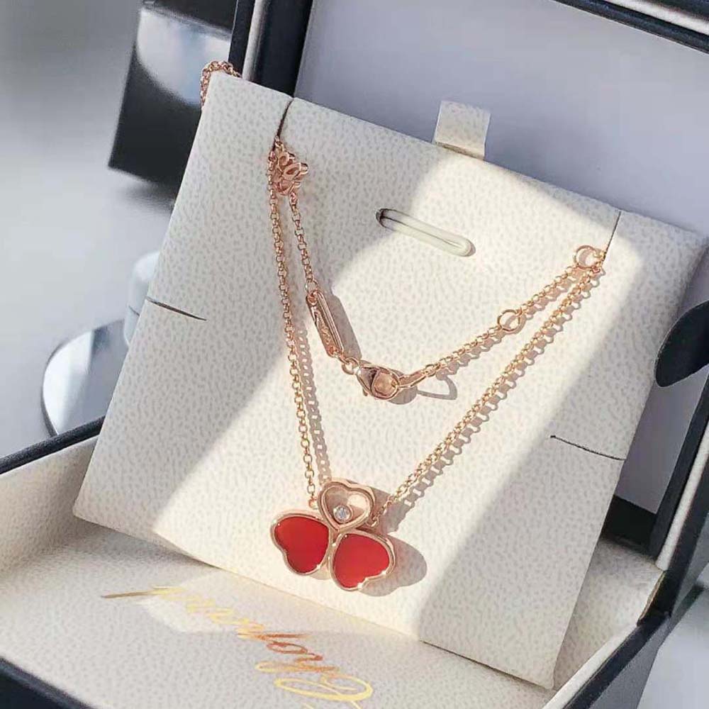 Chopard Women Happy Hearts Wings Necklace in Rose Gold (7)