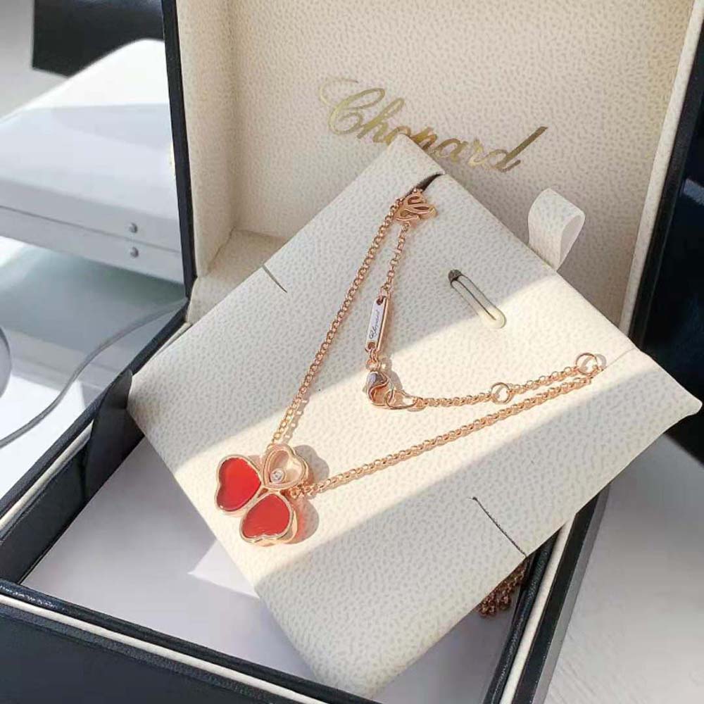 Chopard Women Happy Hearts Wings Necklace in Rose Gold (8)