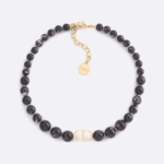 Dior Women 30 Montaigne Choker Gold-Finish Metal and Black Stone-Effect Resin Pearls