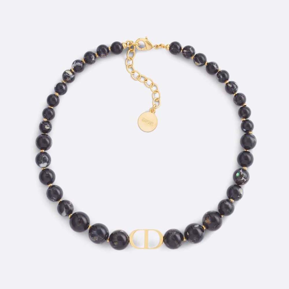 Dior Women 30 Montaigne Choker Gold-Finish Metal and Black Stone-Effect Resin Pearls (1)