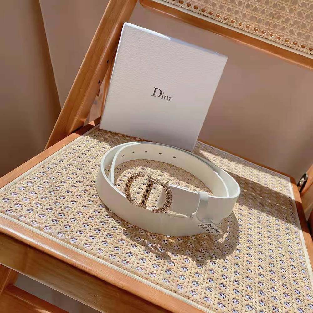 Dior Women 30 Montaigne Crystals Belt Latte Smooth Calfskin and Silver-Tone Crystals 27 MM (5)