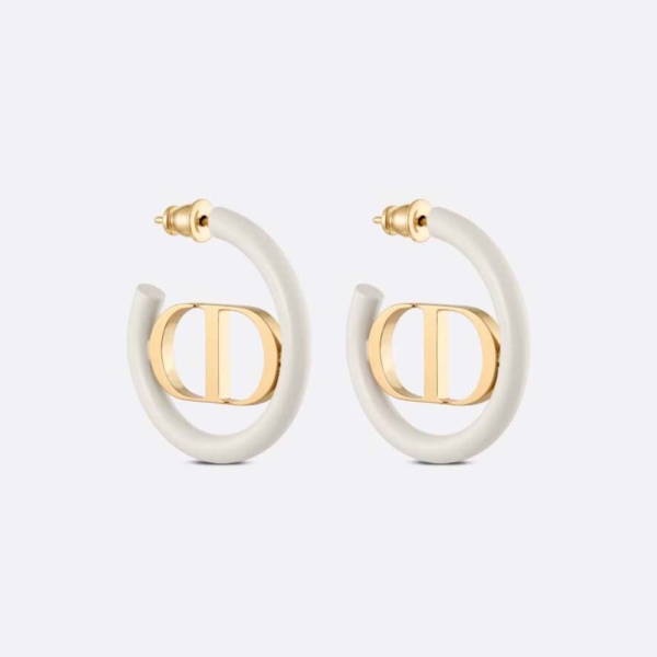 Dior Women 30 Montaigne Earrings Gold-Finish Metal and Dusty Ivory Lacquer (1)