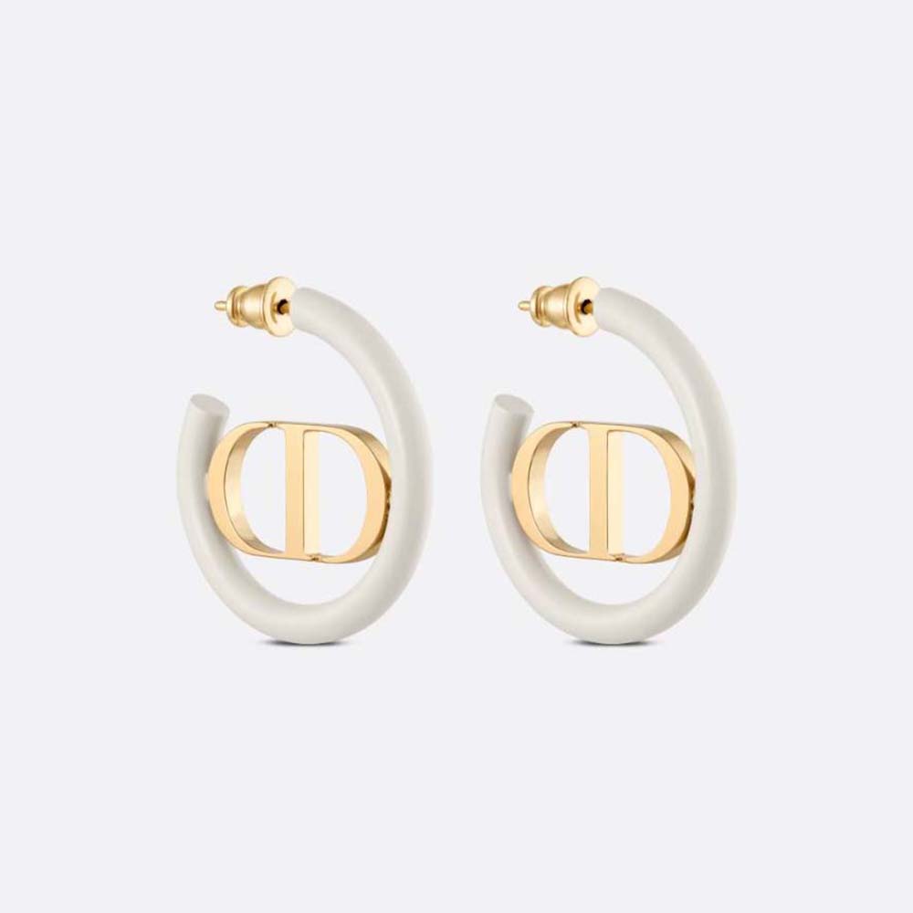 Dior Women 30 Montaigne Earrings Gold-Finish Metal and Dusty Ivory Lacquer (1)