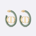 Dior Women 30 Montaigne Earrings Gold-Finish Metal and Ethereal Green Lacquer