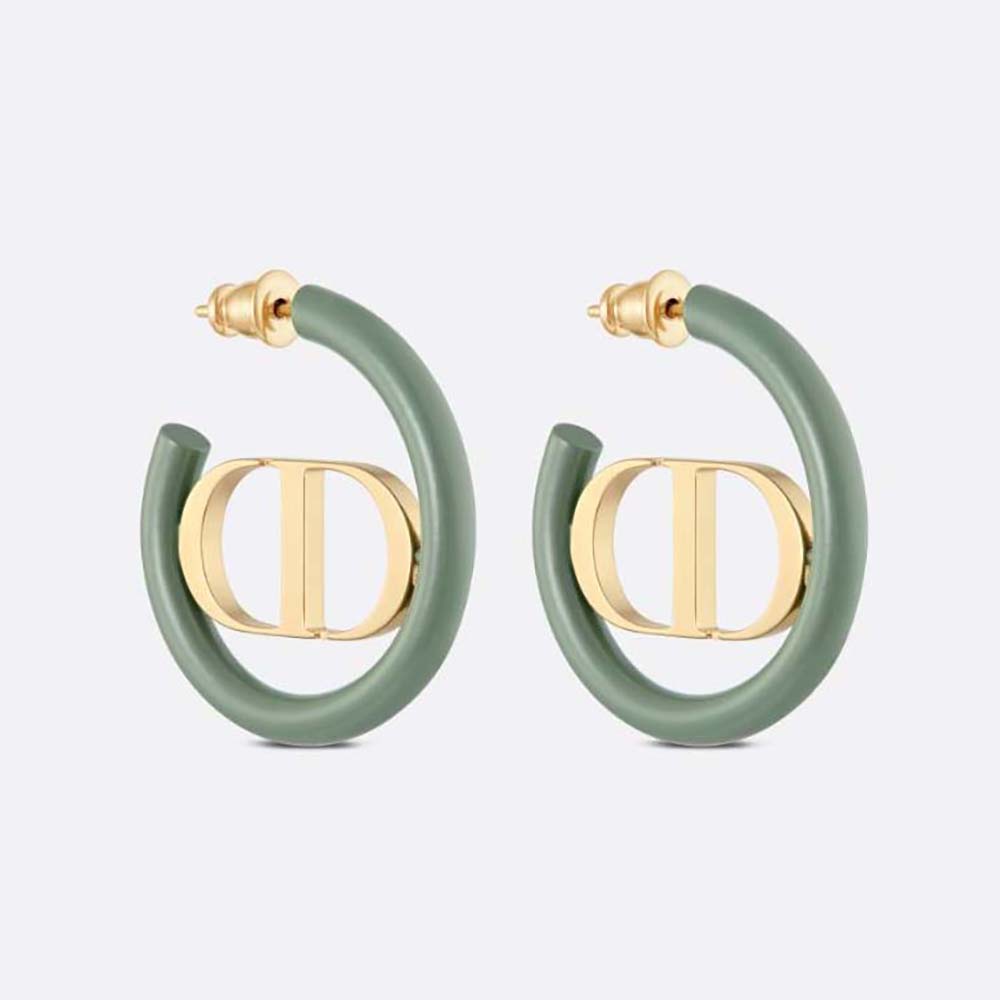 Dior Women 30 Montaigne Earrings Gold-Finish Metal and Ethereal Green Lacquer (1)