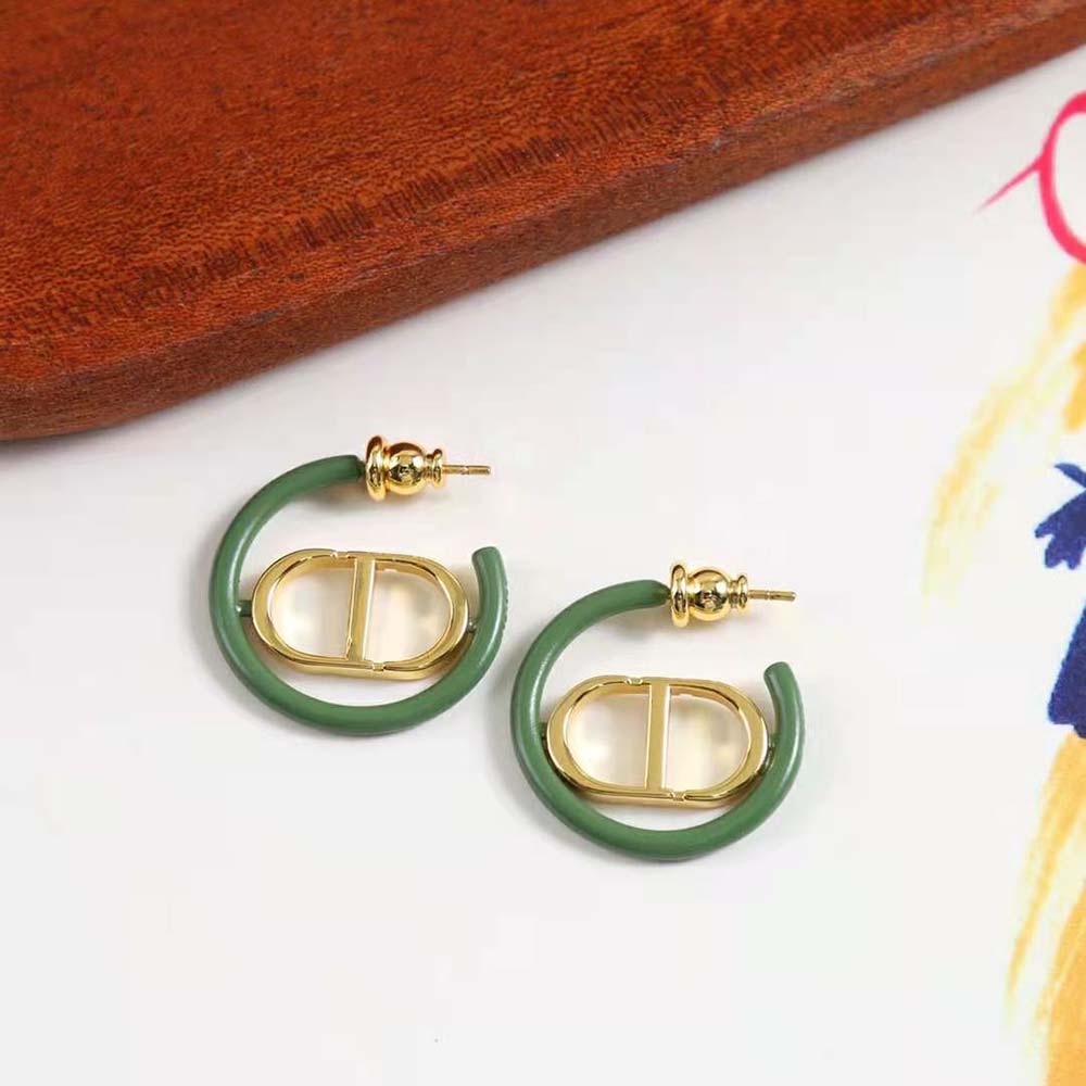 Dior Women 30 Montaigne Earrings Gold-Finish Metal and Ethereal Green Lacquer (4)