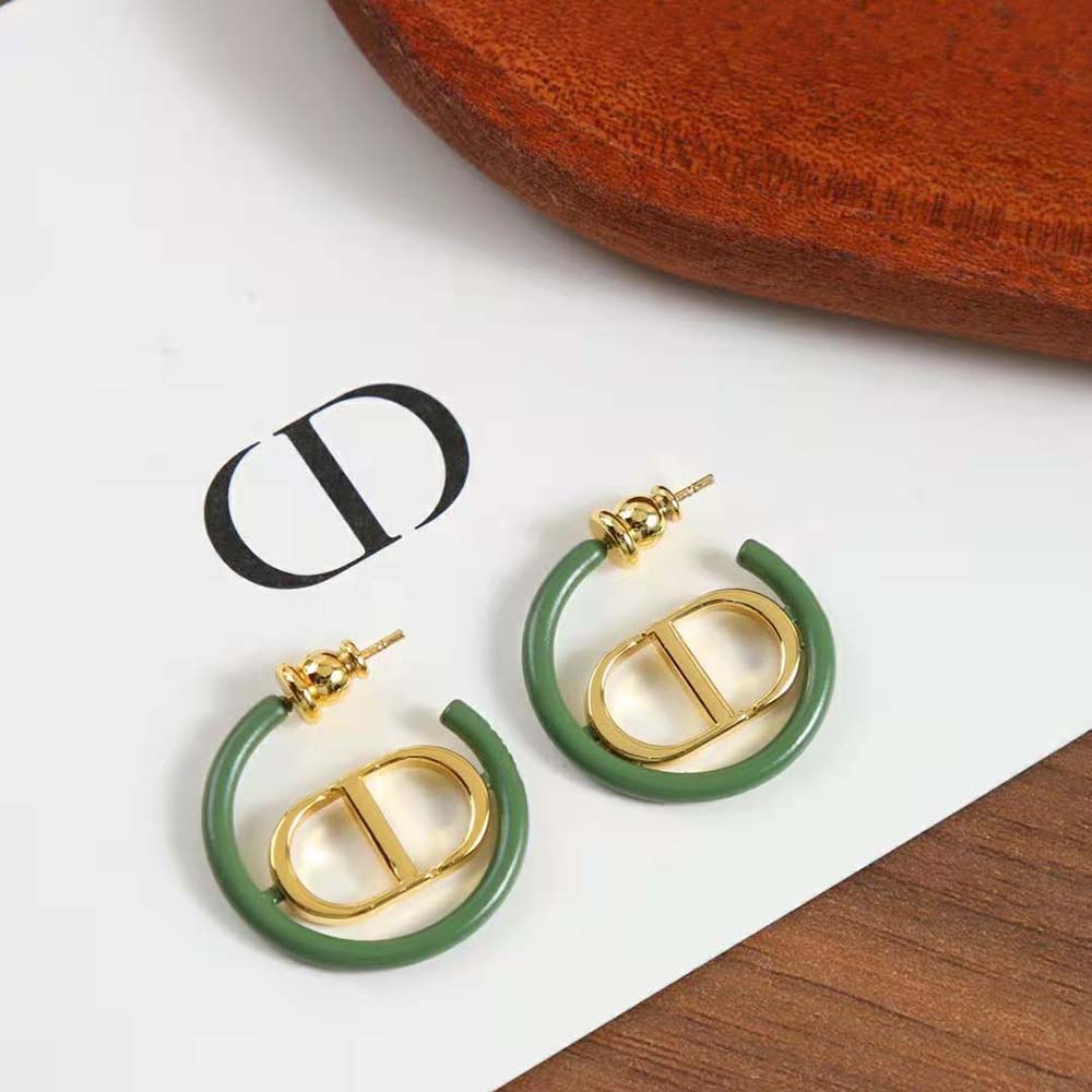 Dior Women 30 Montaigne Earrings Gold-Finish Metal and Ethereal Green Lacquer (5)