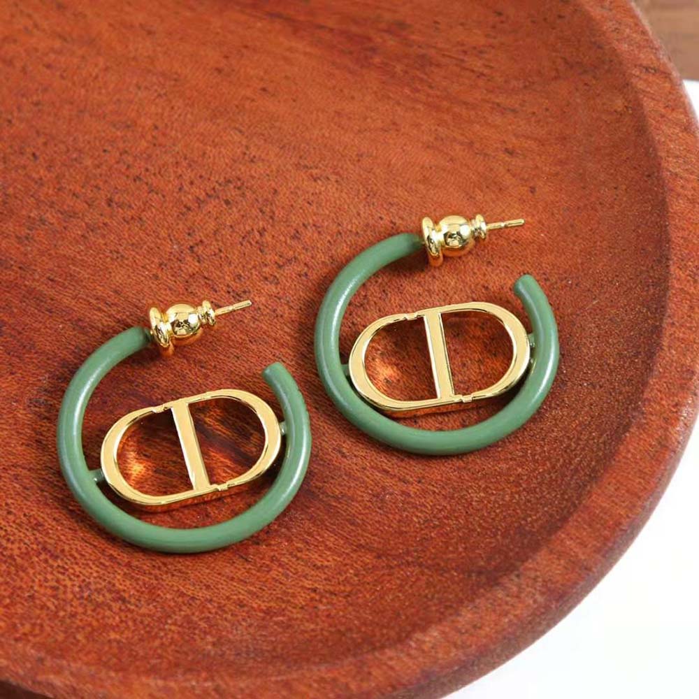 Dior Women 30 Montaigne Earrings Gold-Finish Metal and Ethereal Green Lacquer (7)
