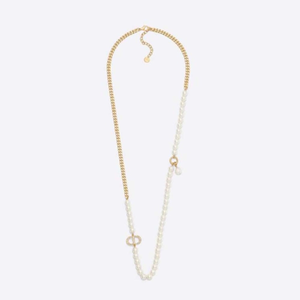 Dior Women 30 Montaigne Long Necklace Gold-Finish Metal and Silver-Tone Crystals (1)