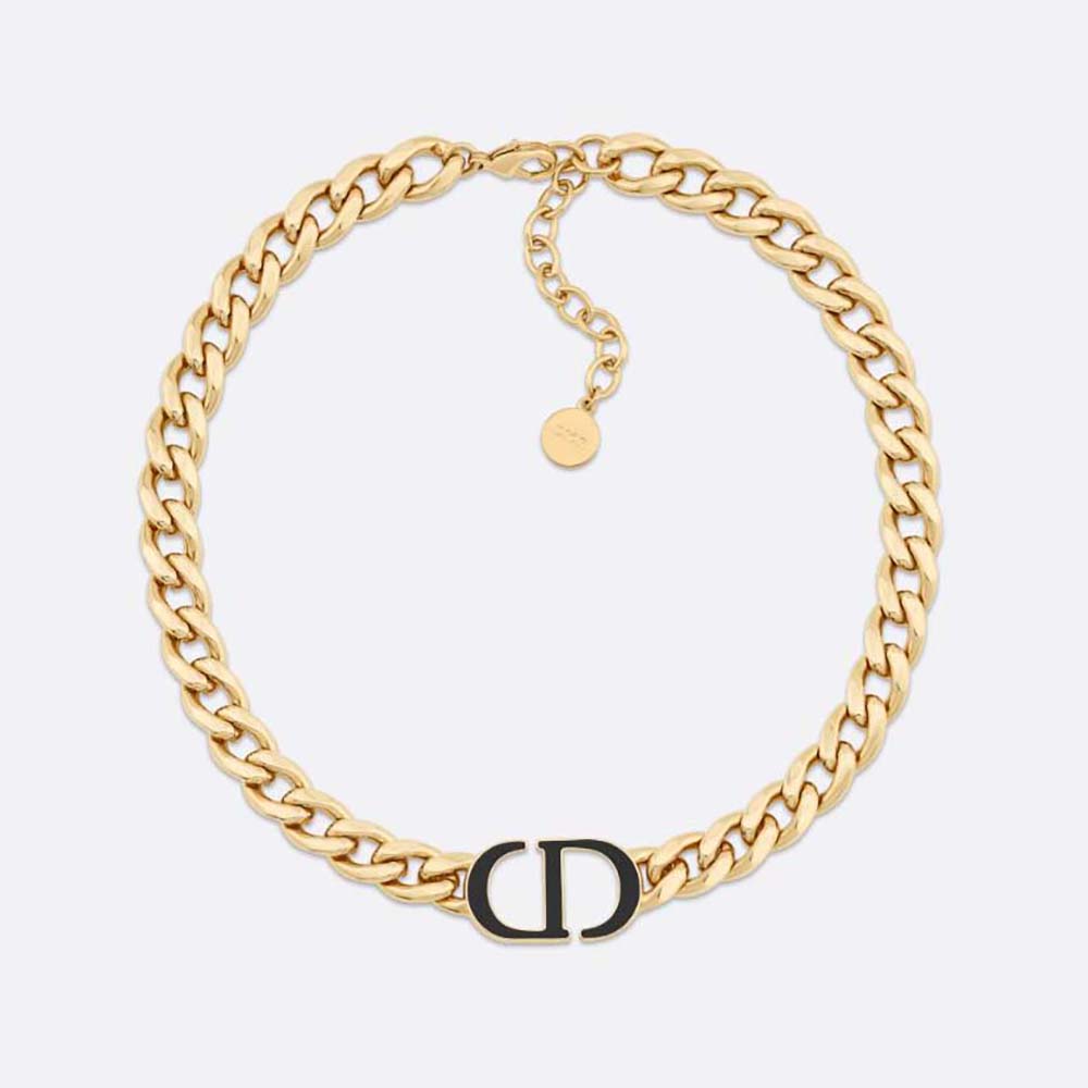 Dior Women 30 Montaigne Necklace Gold-Finish Metal and Black Lacquer (1)