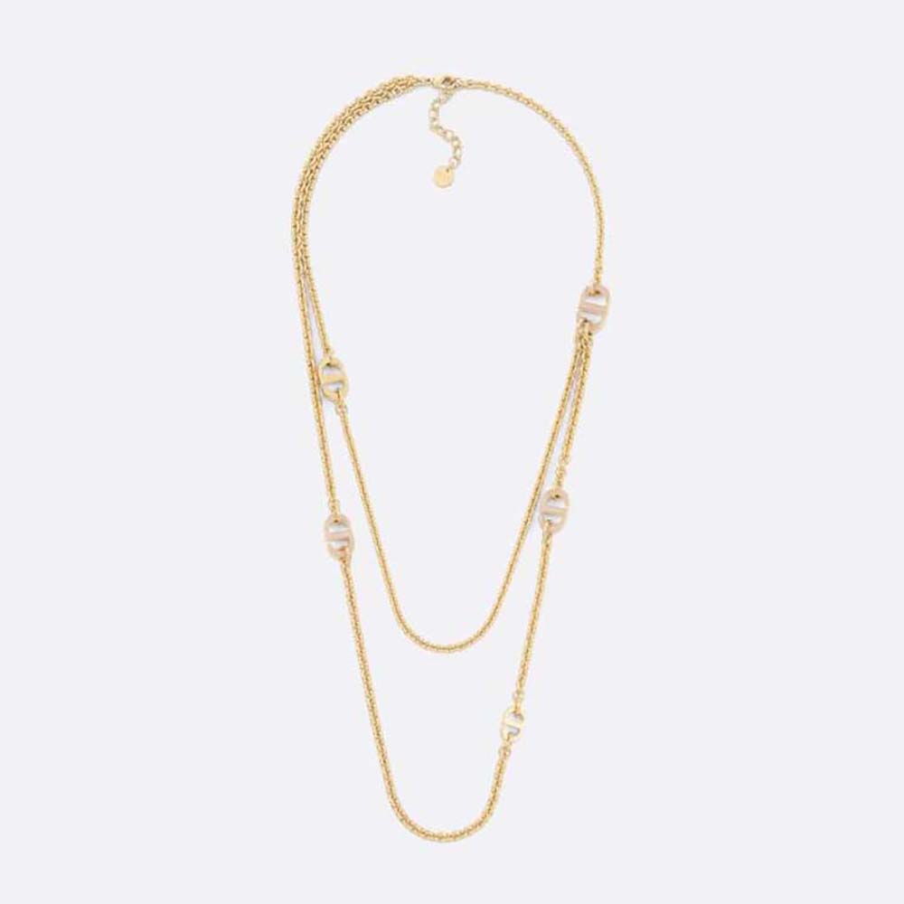 Dior Women 30 Montaigne Necklace Gold-Finish Metal and Sand Pink Lacquer (1)