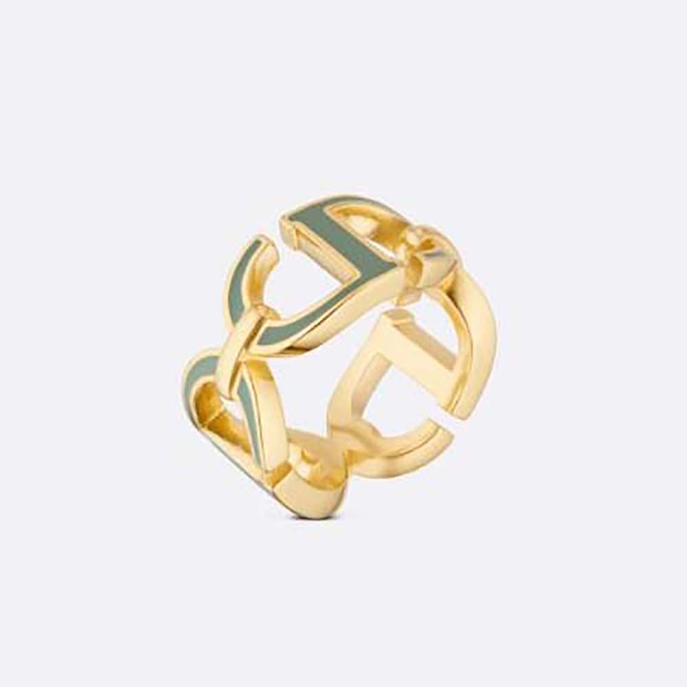Dior Women 30 Montaigne Ring Gold-Finish Metal and Ethereal Green Lacquer (1)
