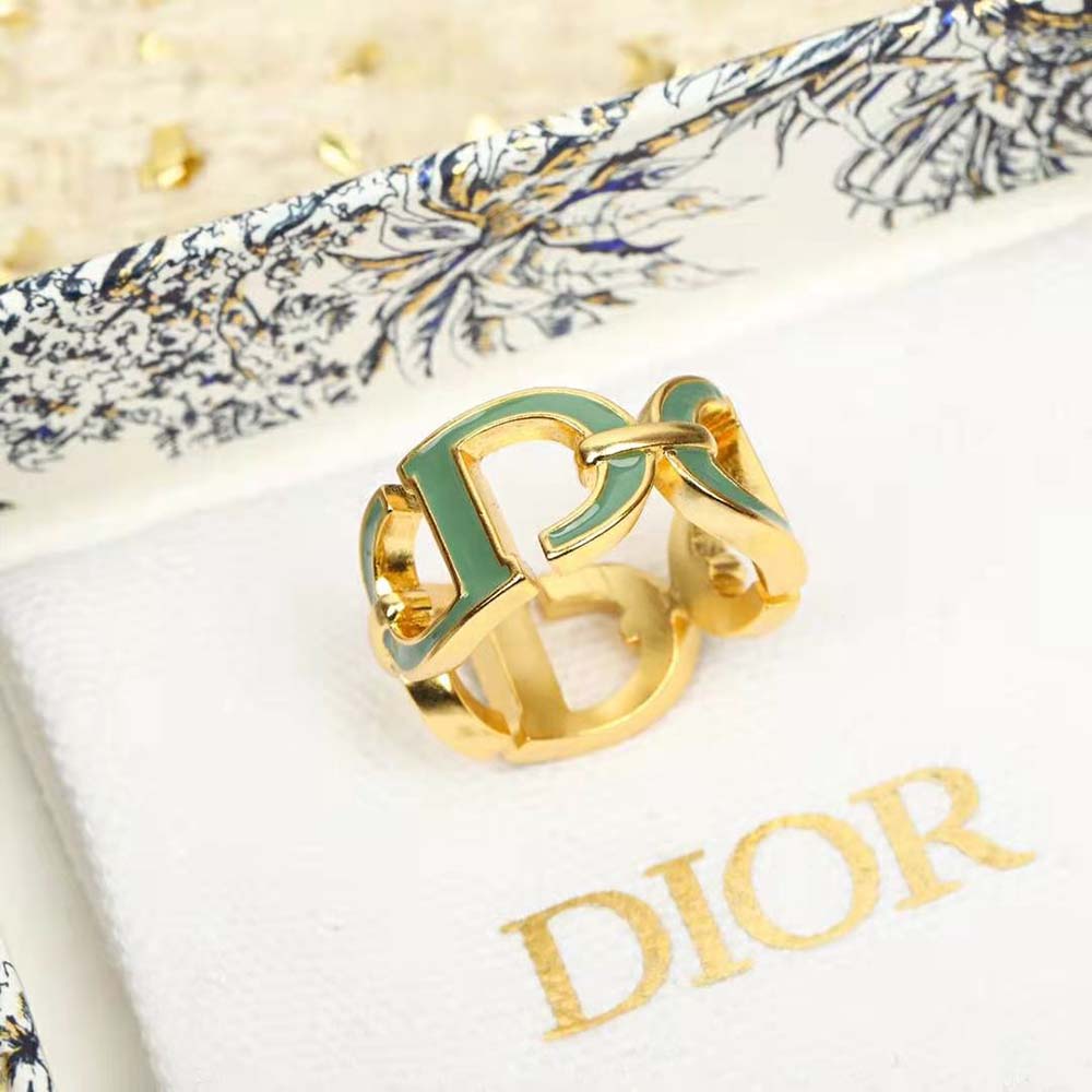 Dior Women 30 Montaigne Ring Gold-Finish Metal and Ethereal Green Lacquer (3)