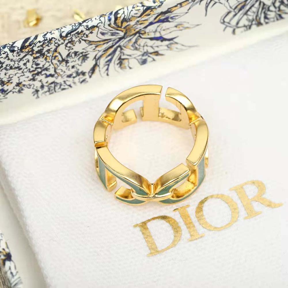 Dior Women 30 Montaigne Ring Gold-Finish Metal and Ethereal Green Lacquer (4)