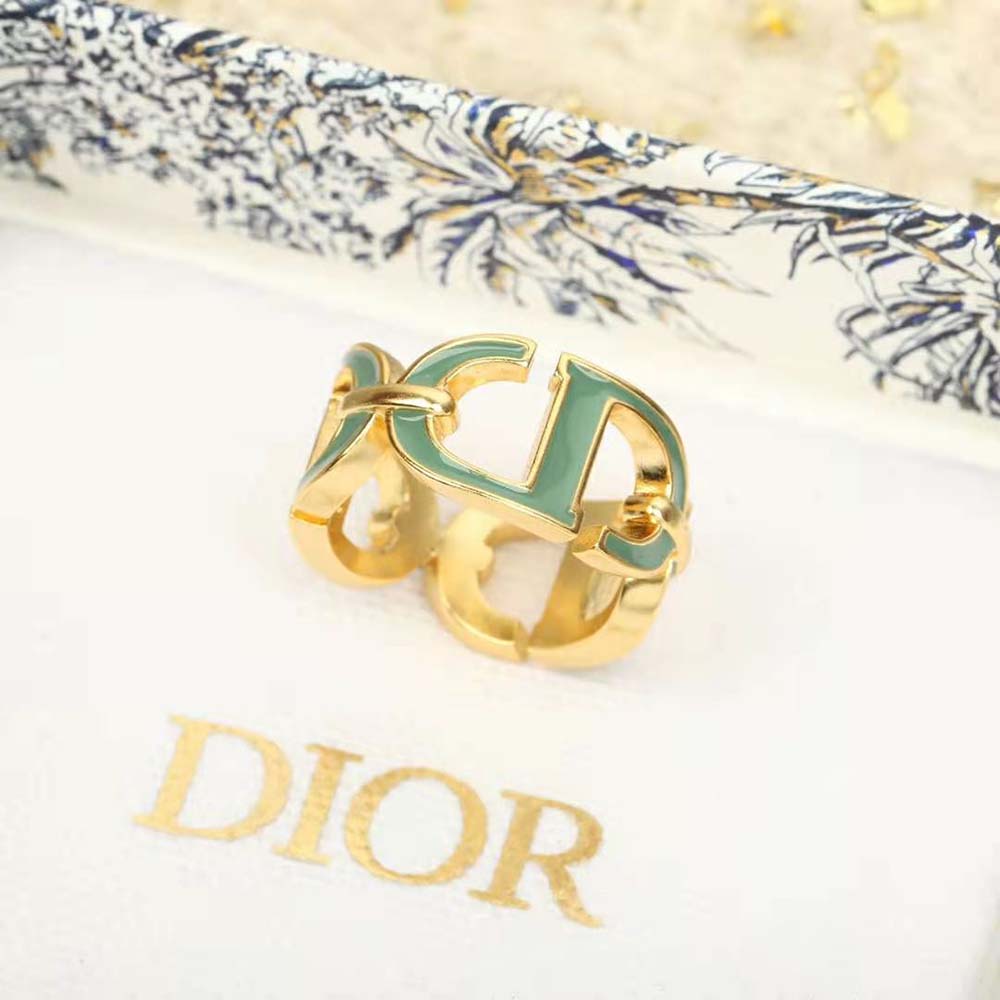 Dior Women 30 Montaigne Ring Gold-Finish Metal and Ethereal Green Lacquer (6)