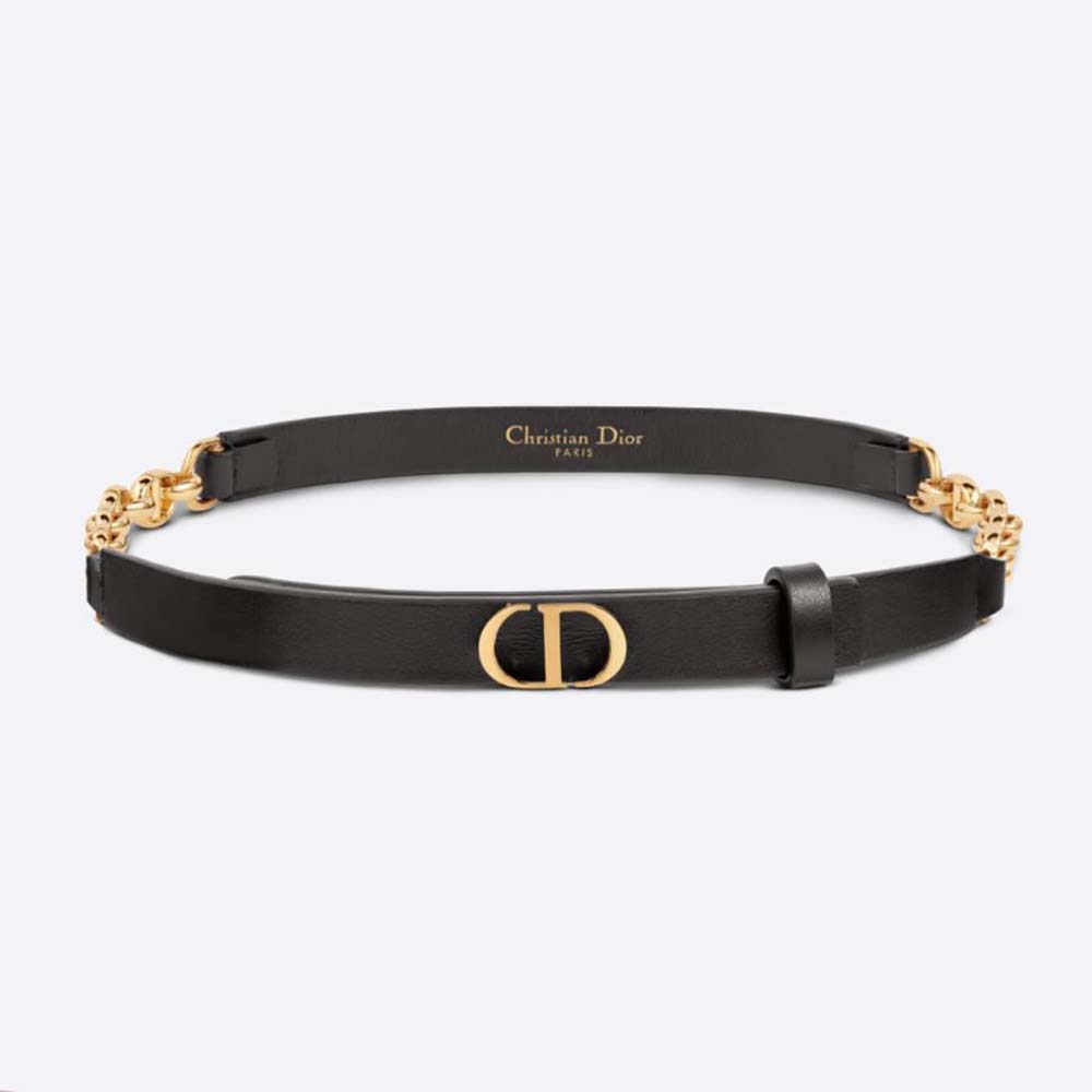 Dior Women Caro Belt Black Smooth Calfskin with Shiny Gold-Finish Metal 15 MM (1)