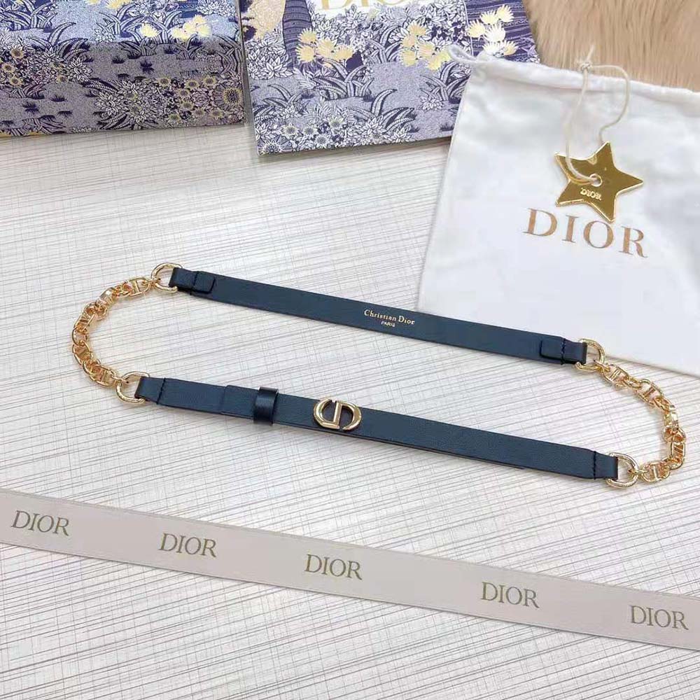 Dior Women Caro Belt Black Smooth Calfskin with Shiny Gold-Finish Metal 15 MM (2)