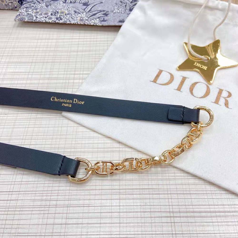 Dior Women Caro Belt Black Smooth Calfskin with Shiny Gold-Finish Metal 15 MM (4)