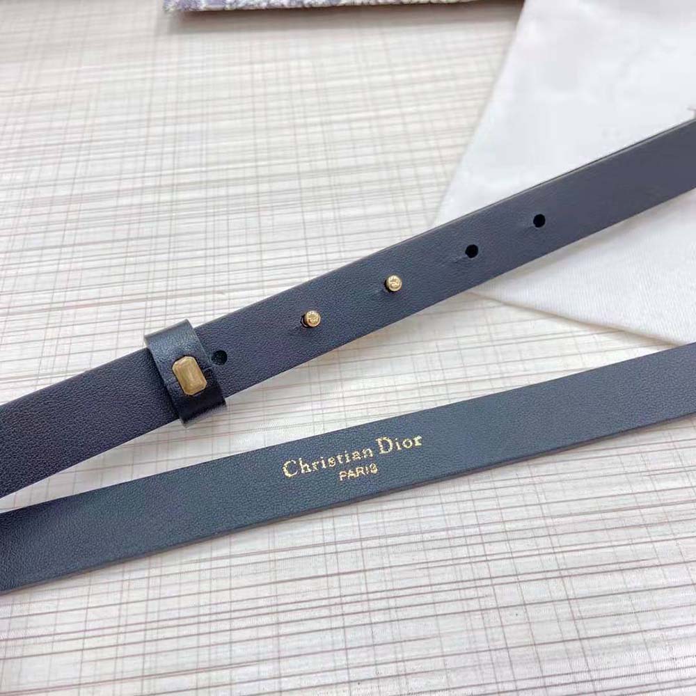 Dior Women Caro Belt Black Smooth Calfskin with Shiny Gold-Finish Metal 15 MM (8)
