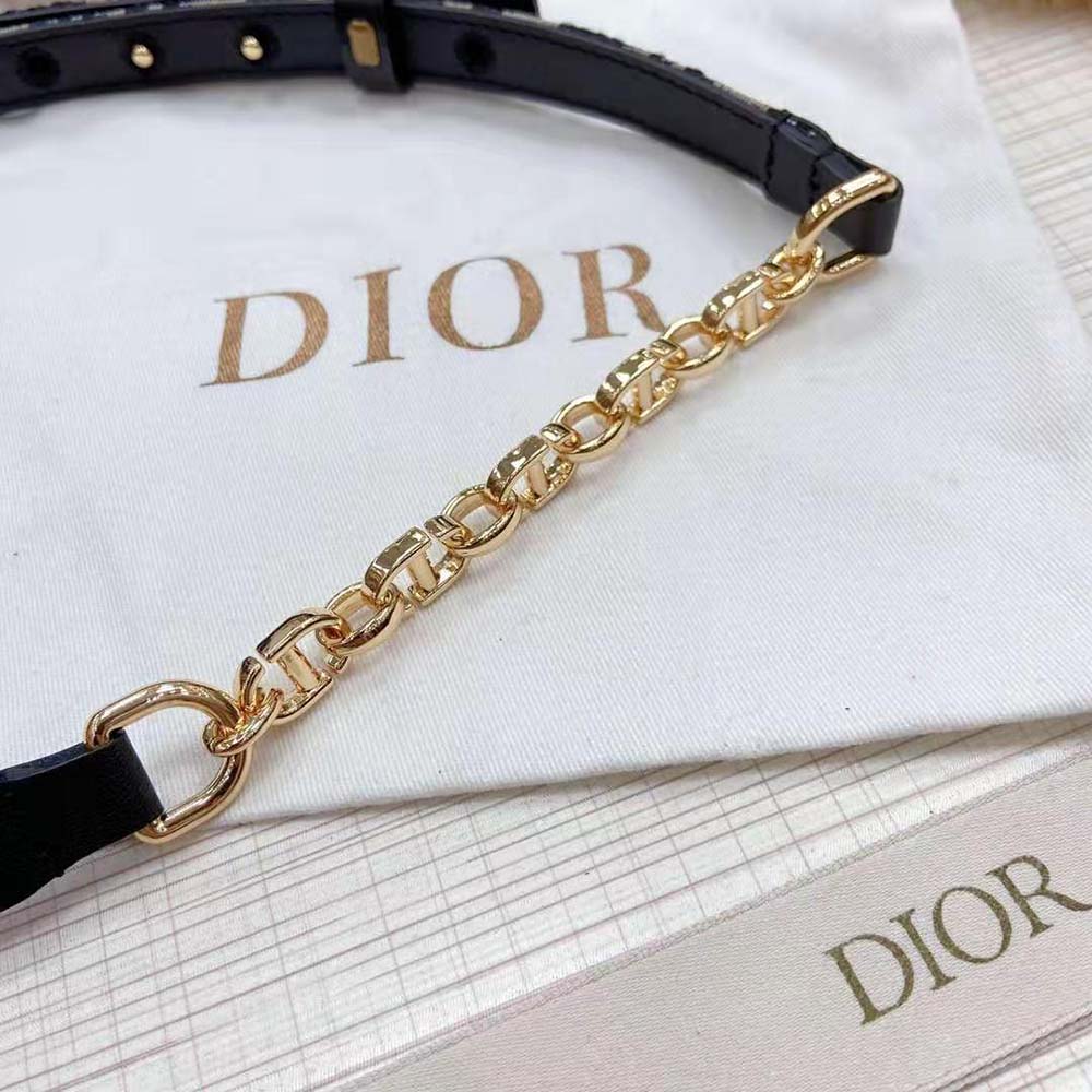 Dior Women Caro Belt Blue Dior Oblique Jacquard with Shiny Gold-Finish Metal 15 MM (10)