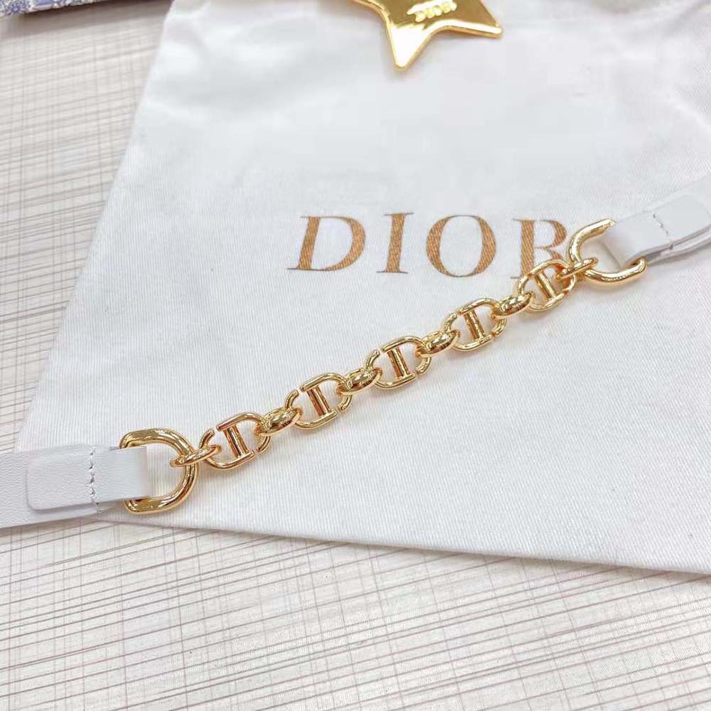 Dior Women Caro Belt White Smooth Calfskin with Shiny Gold-Finish Metal 15 MM (10)