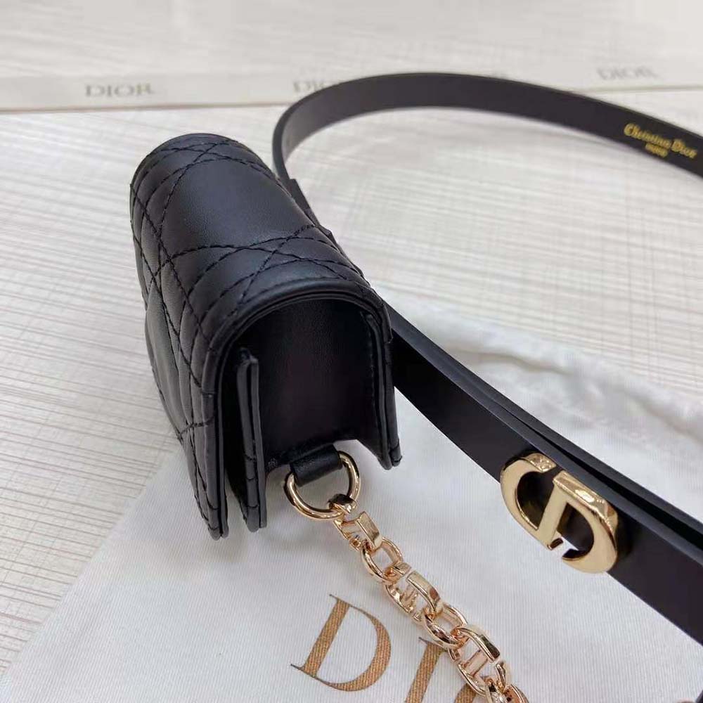 Dior Women Caro Belt with Removable Pouch Black Smooth Calfskin and Cannage Calfskin 15 MM (5)