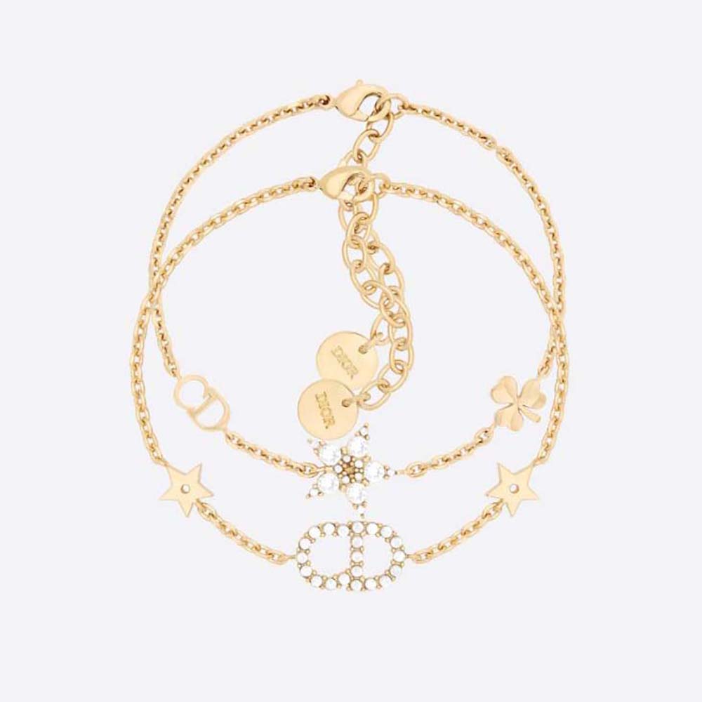 Dior Women Clair D Lune Bracelet Gold-Finish Metal and White Crystals