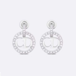 Dior Women Clair D Lune Earrings Silver-Finish Metal and Silver-Tone Crystals