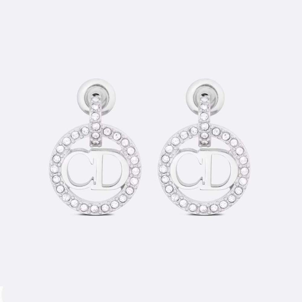 Dior Women Clair D Lune Earrings Silver-Finish Metal and Silver-Tone Crystals