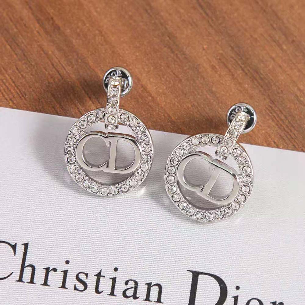 Dior Women Clair D Lune Earrings Silver-Finish Metal and Silver-Tone Crystals (2)