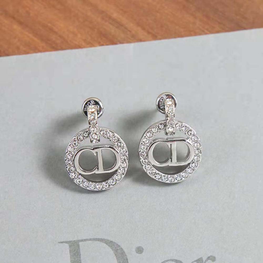 Dior Women Clair D Lune Earrings Silver-Finish Metal and Silver-Tone Crystals (4)