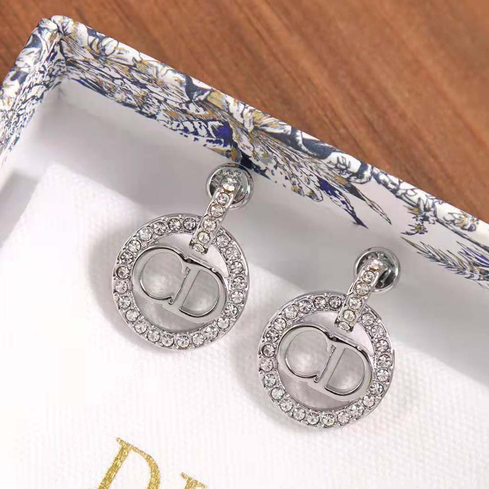 Dior Women Clair D Lune Earrings Silver-Finish Metal and Silver-Tone Crystals (6)