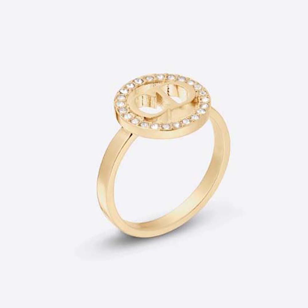 Dior Women Clair D Lune Ring Gold-Finish Metal and Silver-Tone Crystals