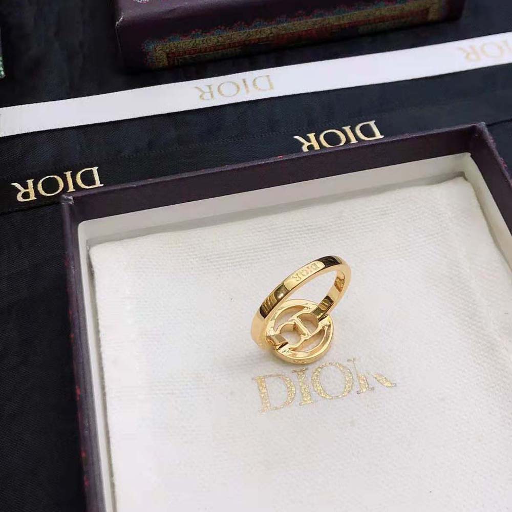 Dior Women Clair D Lune Ring Gold-Finish Metal and Silver-Tone Crystals (4)