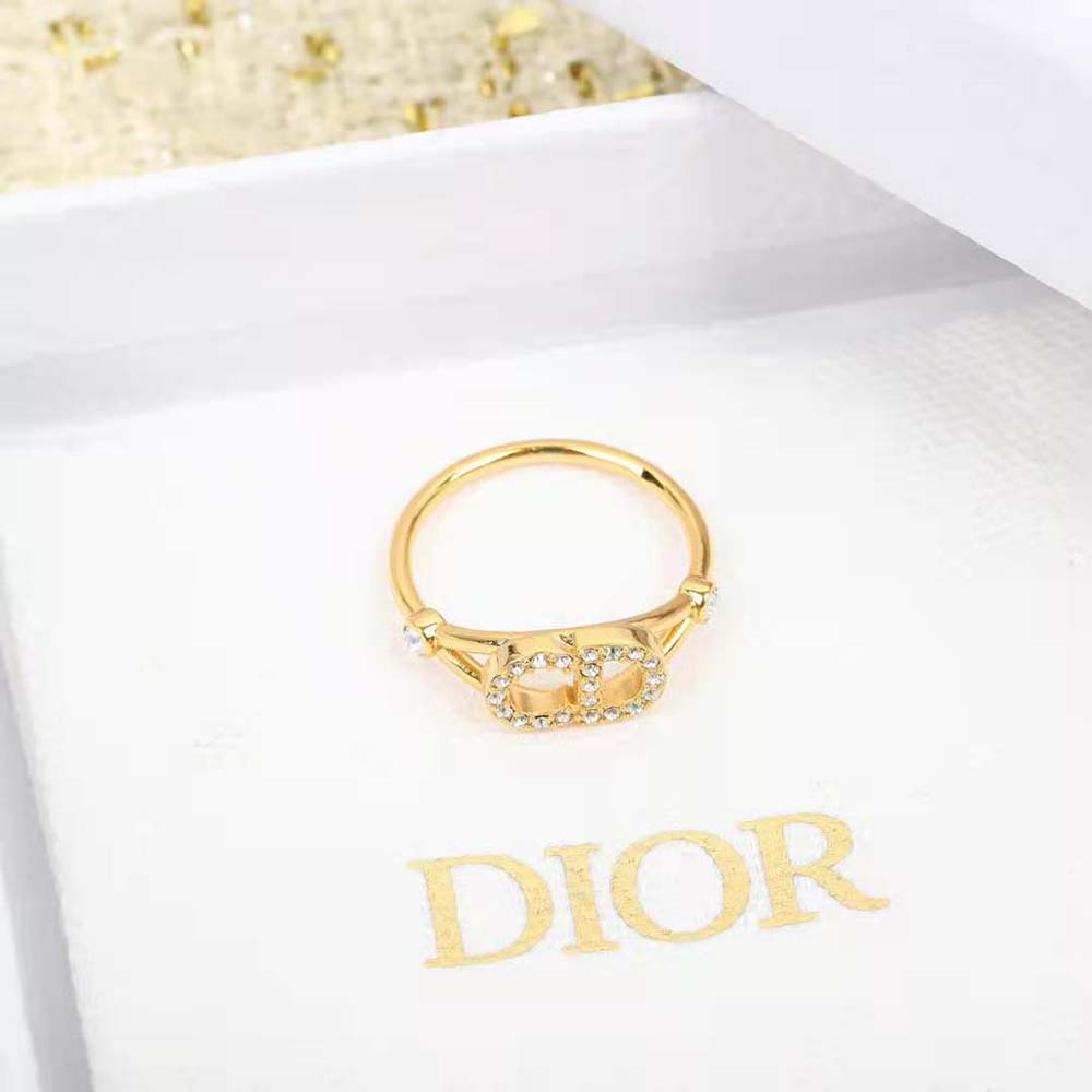 Dior Women Clair D Lune Ring Gold-Finish Metal and White Crystals (3)