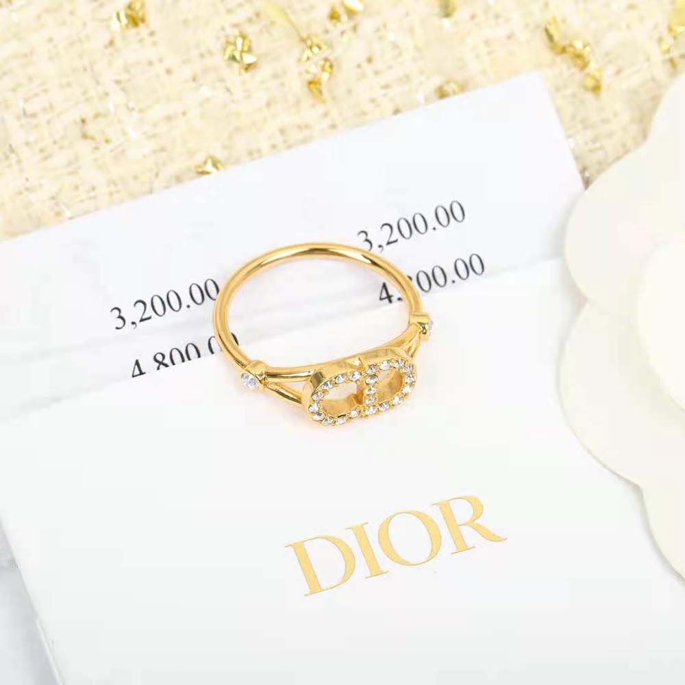 Dior Women Clair D Lune Ring Gold-Finish Metal and White Crystals (4)
