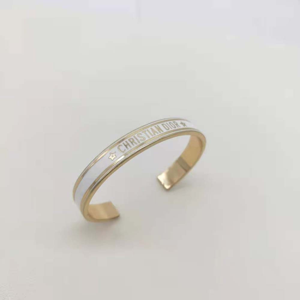 Dior Women Code Bangle Gold-Finish Metal and White Lacquer (2)