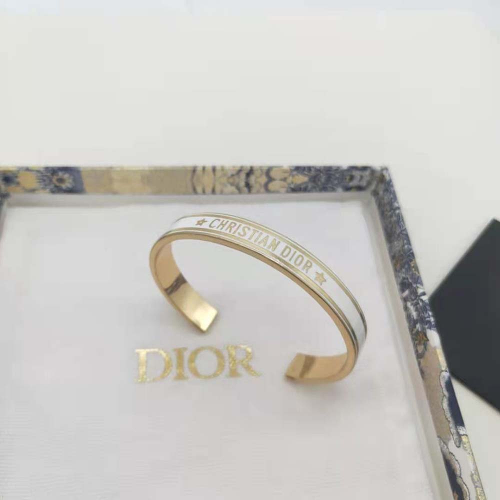 Dior Women Code Bangle Gold-Finish Metal and White Lacquer (3)