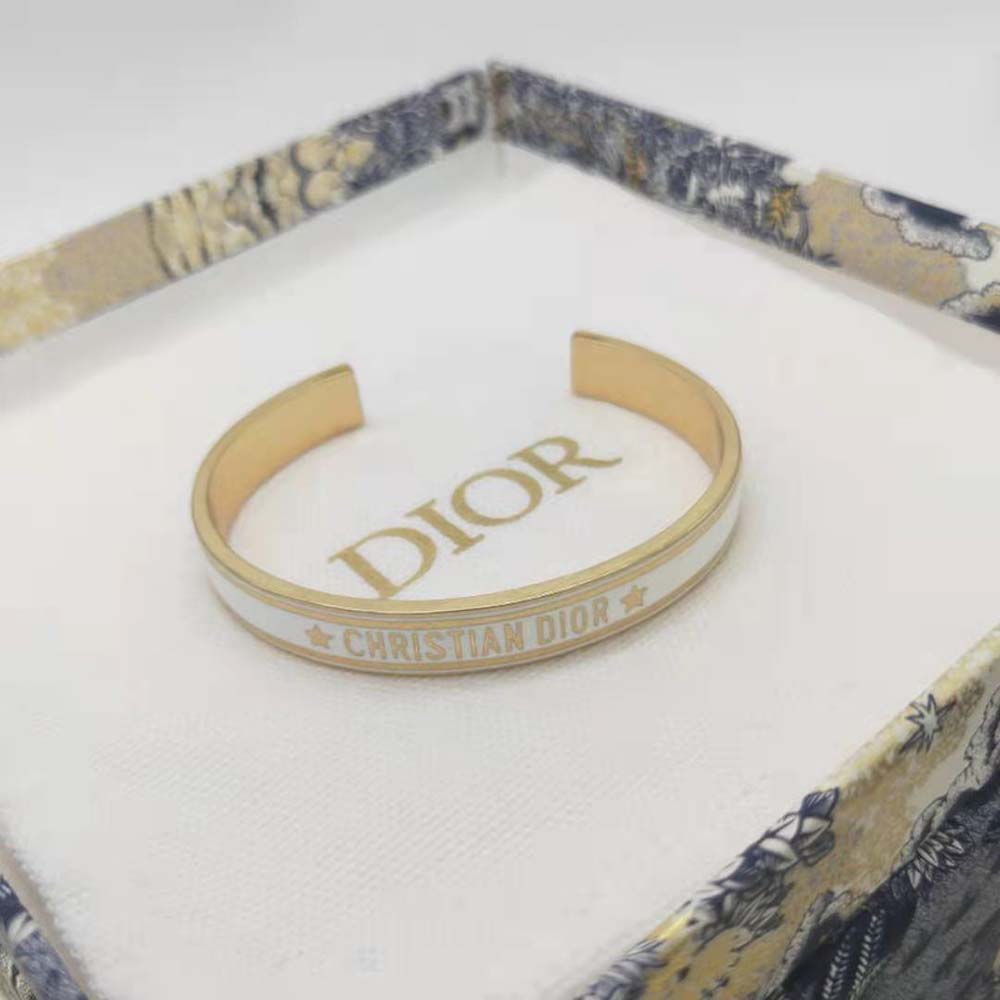 Dior Women Code Bangle Gold-Finish Metal and White Lacquer (5)