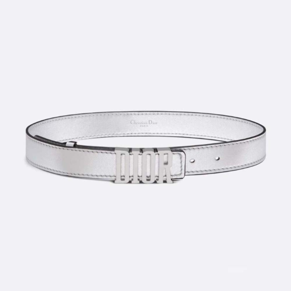 Dior Women D-Fence Belt Silver-Tone Laminated Crinkled Calfskin 30 MM (1)