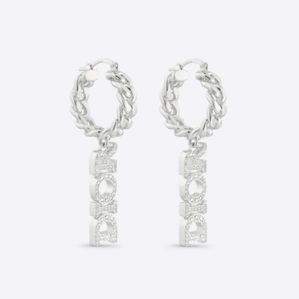 Dior Women Dio(r)evolution Earrings Silver-Finish Metal and Silver-Tone Crystals (1)