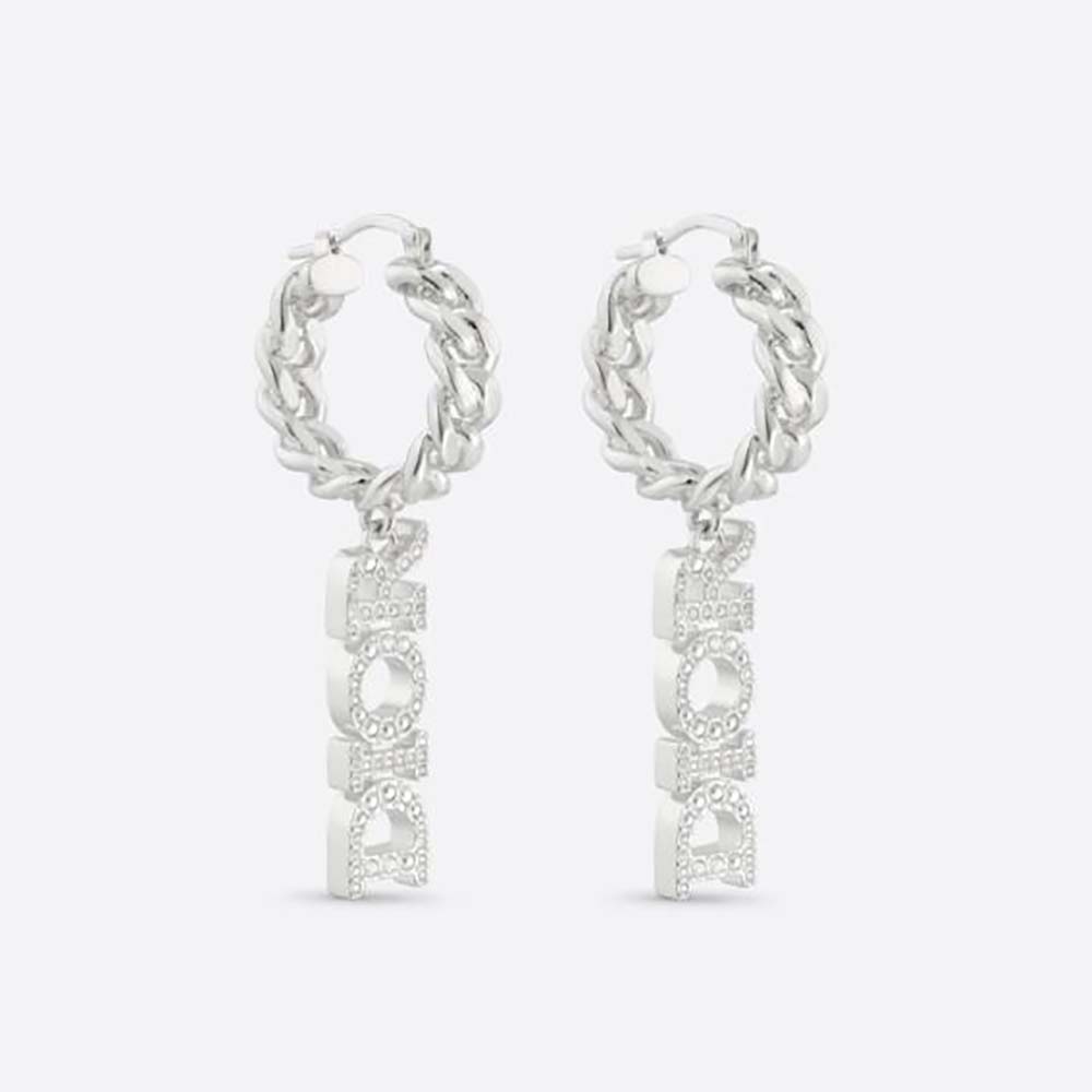 Dior Women Dio(r)evolution Earrings Silver-Finish Metal and Silver-Tone Crystals