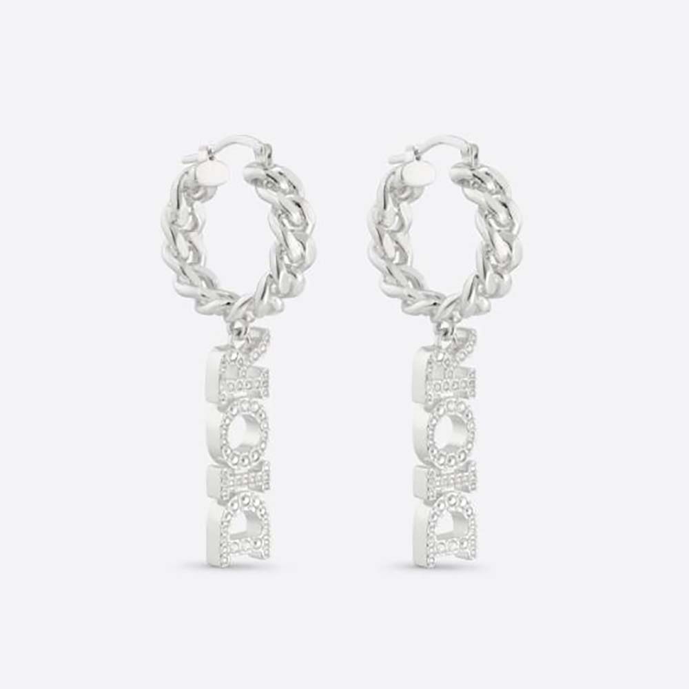 Dior Women Dio(r)evolution Earrings Silver-Finish Metal and Silver-Tone Crystals (1)